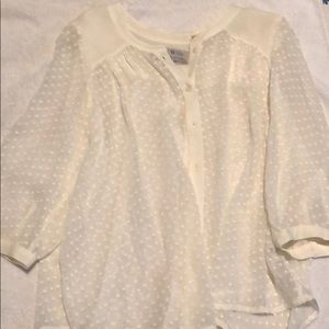 Jack Wills sheer polka dot button down shirt.